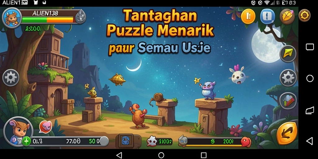 Tangkapan layar gameplay <strong>ALIEN138</strong> dengan puzzle menantang dan desain menawan.