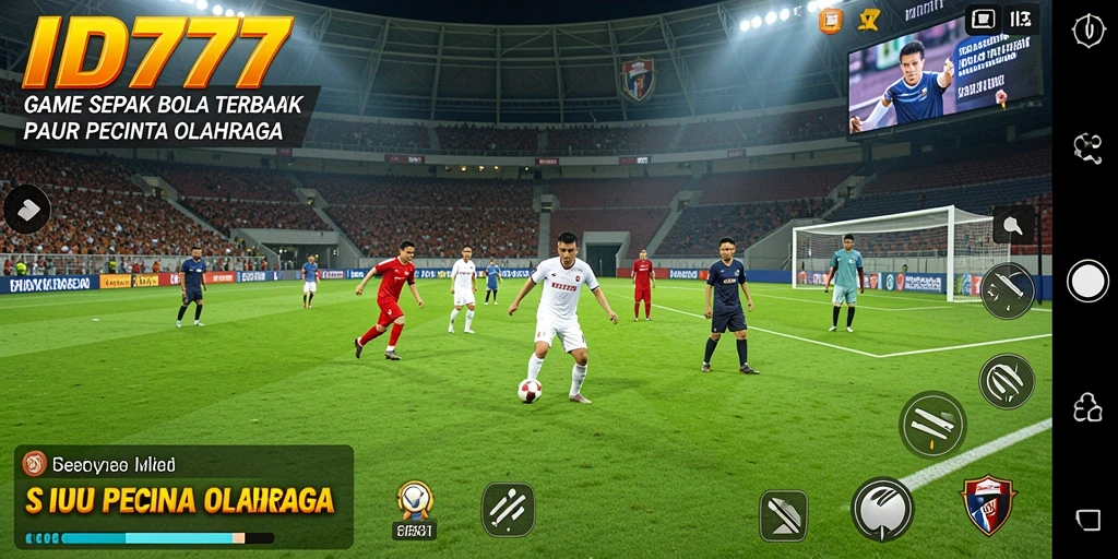 Tampilan gameplay nyata di lapangan sepak bola.