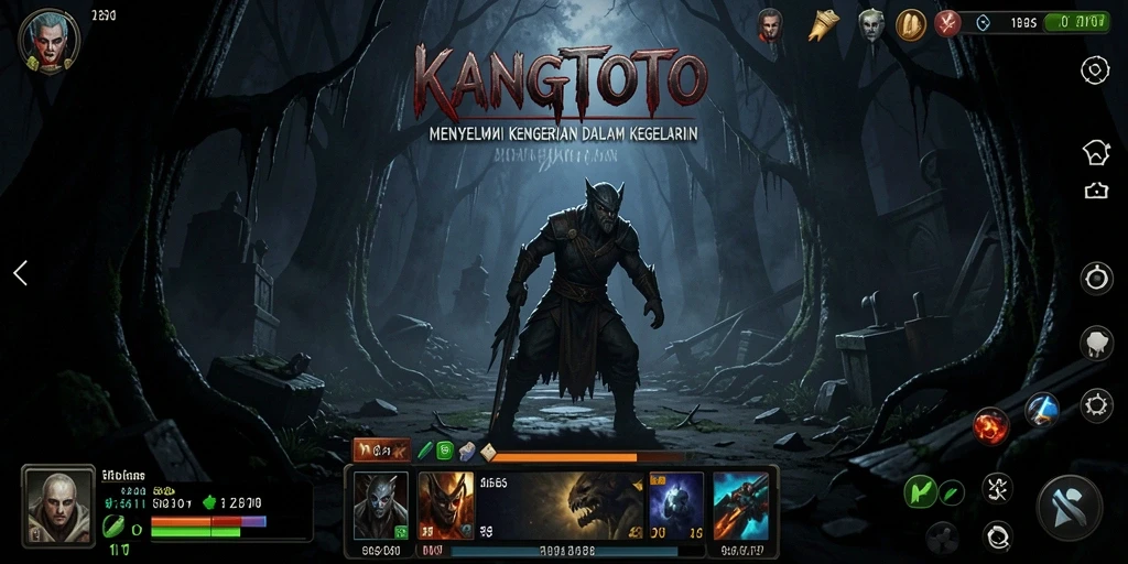 Screenshot gameplay KANGTOTO yang menampilkan kengerian yang mengintai.