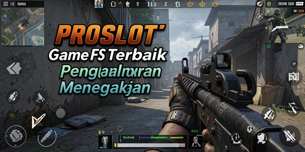 Tangkapan layar gameplay <strong>PROSLOT</strong> menunjukkan pertarungan intens di arena FPS.