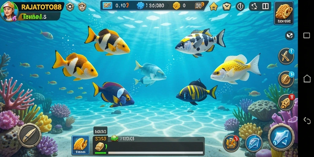 Tampilan seru dari gameplay Tembak Ikan di RAJATOTO88.