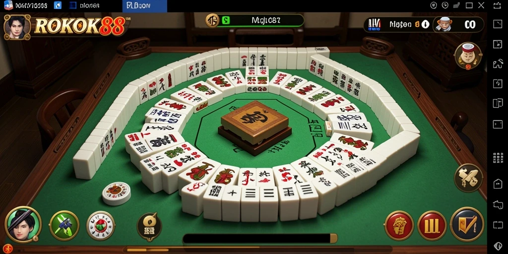 Tampilan gameplay seru dari ROKOK88 Mahjong.