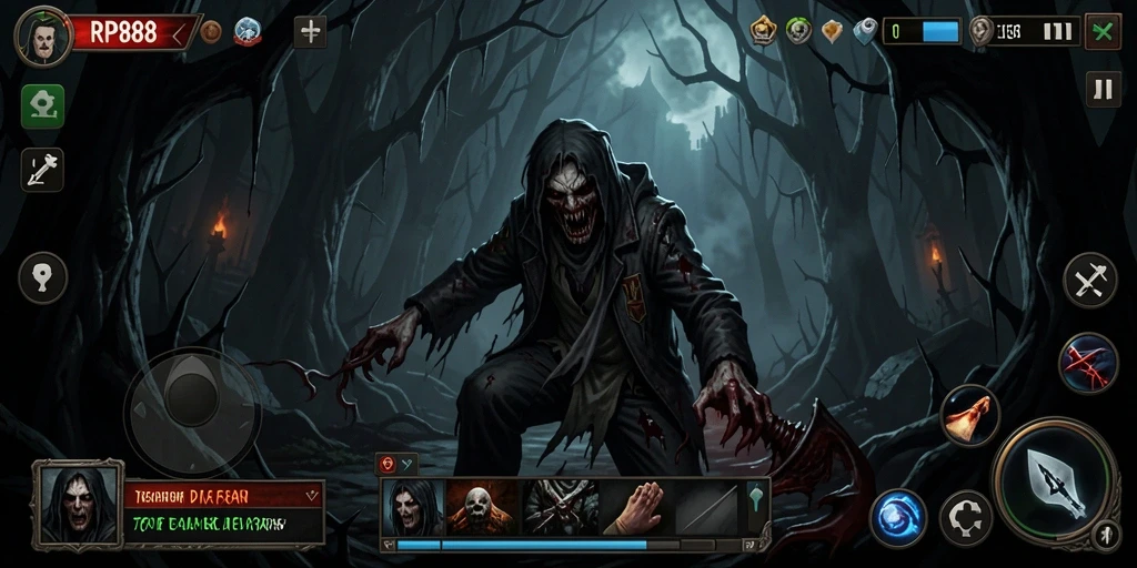 Tampilan gameplay RP888 yang menegangkan dan menyeramkan.