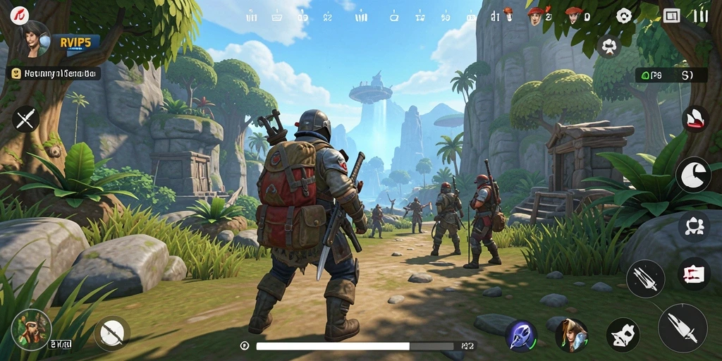 Tangkapan layar gameplay RVIP5 yang menunjukkan eksplorasi dunia terbuka.