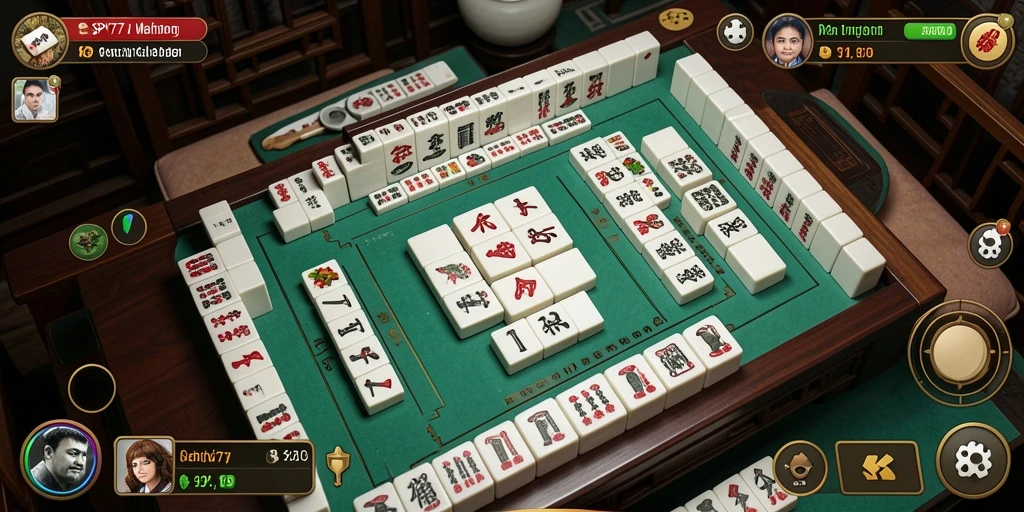 Tampilan screenshot SPY77 menampilkan suasana permainan Mahjong yang mengasyikkan.