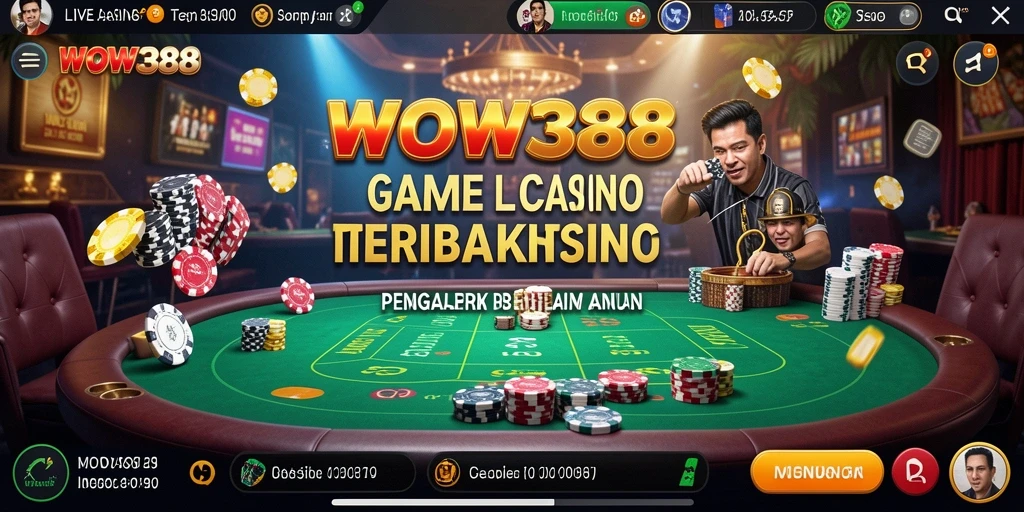 Screenshot WOW388 menampilkan dealer langsung dalam permainan kasino.